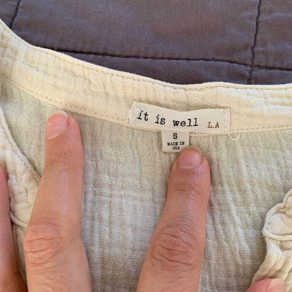 It Is Well Mandarin Gauze Dress in Natural size S - Picture 5 of 13